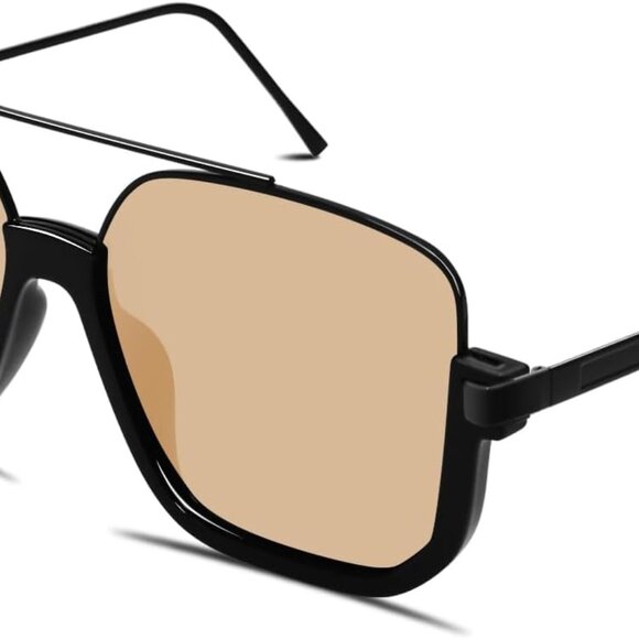 Oversized Aviator Sunglasses Women Men UV Protection Retro Square Pilot Shades - Picture 1 of 9